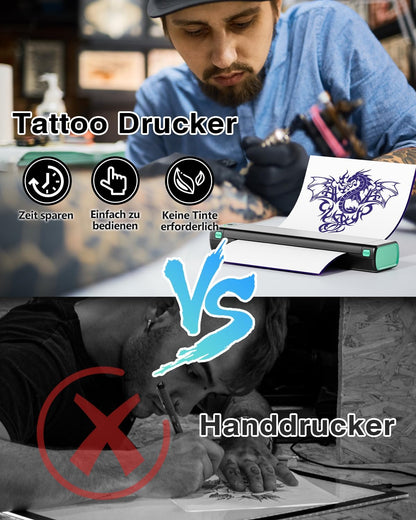 Phomemo M08F Tattoo Thermal Template Machine, Thermal Template, Maker for Beginners, Tattoo Artists, with 10 Pieces Tattoo Paper, Compatible with Smartphones and PC - QUORE