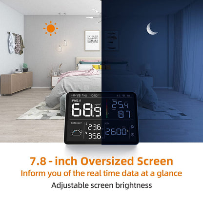 Temtop Weerstation, draadloze weerthermometer met meerdere sensoren, wifi Smart Air Station, Home Air Quality Monitor, M100