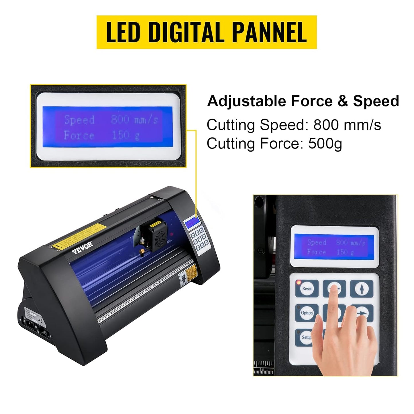 Vinylsnijplotter – Snijplotter – Plottersnijder – Vinylsnijmachine – Stickerplotter – Semi-automatisch met optisch oog voor contoursnijden – 375 mm snijbreedte met LED-display