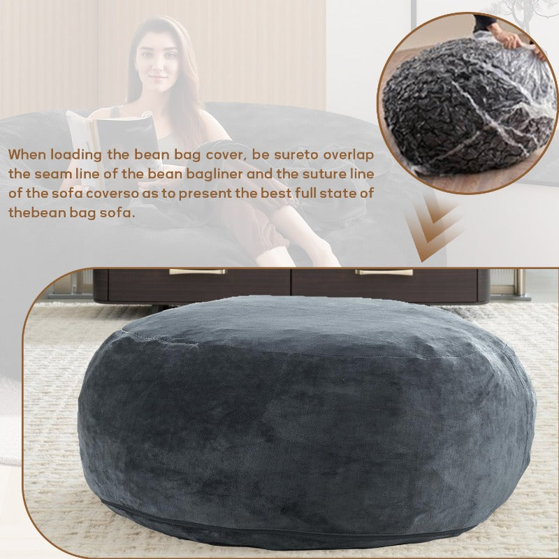 Grote Zitzak – Beanbag – Loungestoel – Relaxstoel – Poef – Memory Foam Vulling – 127 x 127 x 63,5 cm – Bruin – Zachte Pluche Bekleding – Ergonomisch Comfort