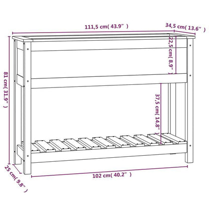Plantenbak – Bloemenbak – Bloembak – Tuintafel – Plantenpot – Massief Dennehout – 111,5x34,5x81 cm – Weerbestendig