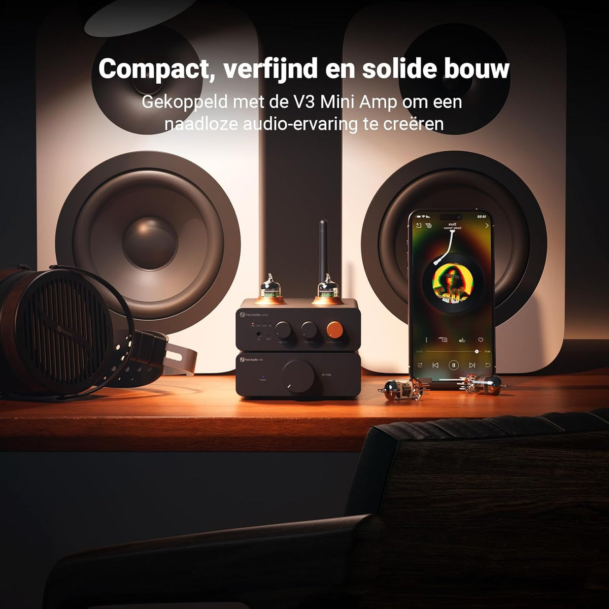 Fosi Audio GR40 Buizen Voorversterker met DAC, Hoofdtelefoonversterker 3,5 mm voor Actieve Luidsprekers/Koptelefoons, Digitaal naar Analoog Audioconverter voorversterker met Bluetooth en USB/OPT/COAX