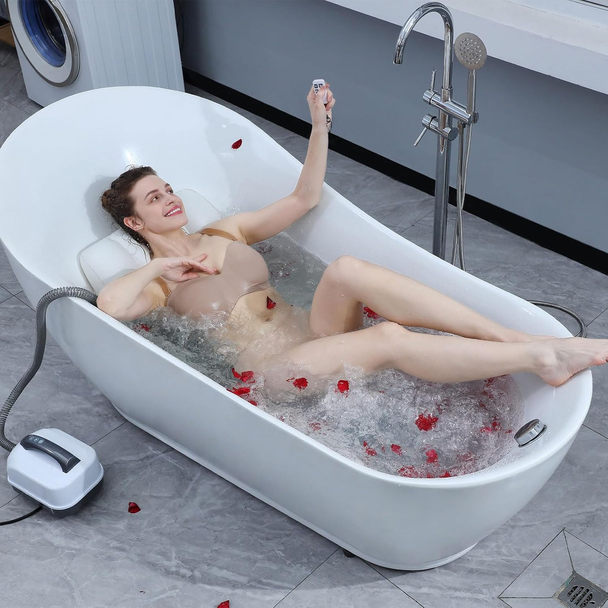 Badkuip Spa-Mat – Bubbelbadmat – Bubbelmat – Whirlpool Badmat – Badmat Met Kussen – 6 Snelheden – Anti-Slip Zuignappen
