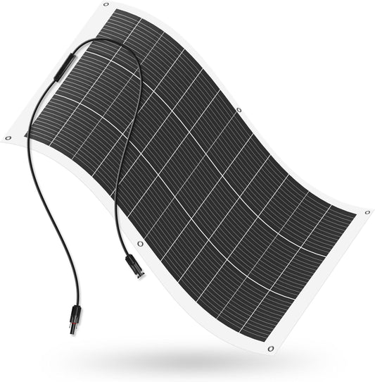 ECO-WORTHY Solar Panel 130 W 12 V Flexible Monocrystalline Solar Panel Solar Panel with Charging Cable for Motorhome, Car, Boat, 12 V Batteries