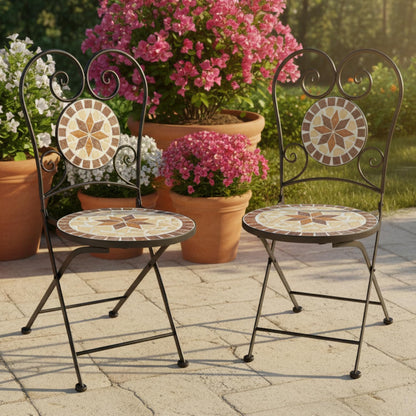 Tuinstoel Mozaïek Opvouwbare Balkon Stoel Mozaïek Bistro Stoel Metalen Tuinmeubilair Decoratieve Stoel Tuin Bistro