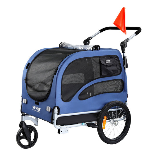 Hondenfietsaanhanger – Hondenwagen – Fietsaanhanger – Wandelwagen – Hondenkar – 2-in-1 Fiets- en Wandelwagen – Max. Draaggewicht 45 kg – Verstelbare Handgreep 92-117 cm