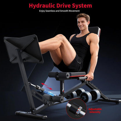 PASYOU Beenpersmachine,Verstelbare Halterbank met Leg Press,550 KG Draagvermogen, Leg Press voor Thuisgym Volledige Lichaamstraining met Dumbbellrek