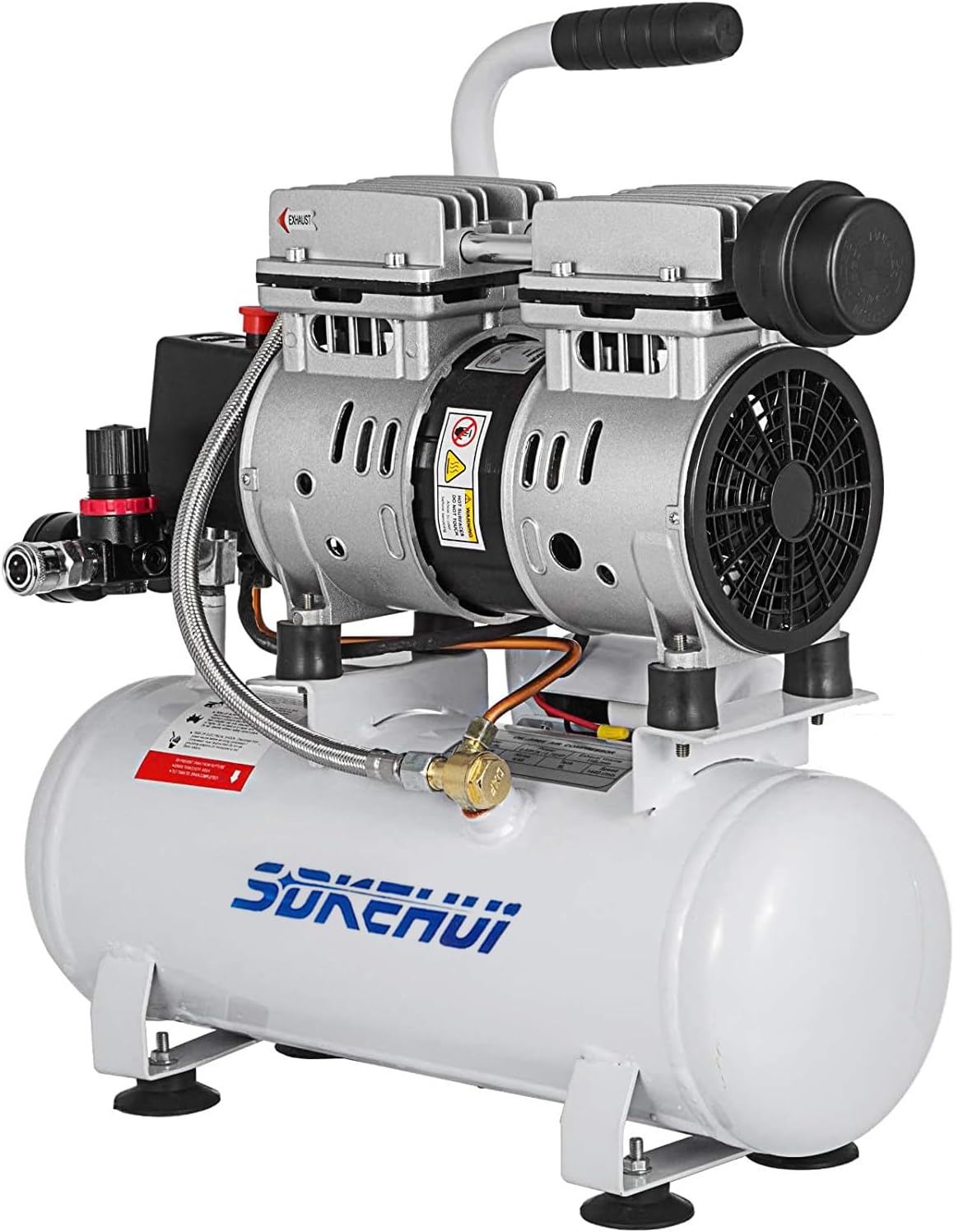 Fluistercompressor – Olievrije Compressor – Stille Luchtcompressor – Persluchtcompressor – Compressor Ketel – 9 Liter – 550 W – Ultra Stil 58 dB