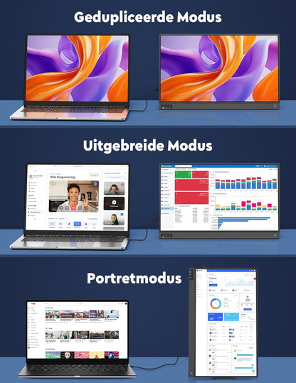 Portable Monitor 15.6" 1080P FHD Portable Monitor IPS Screen, Portable Screen Laptop Extender Plug and Play, USB C HDMI Portable Screen for Laptop/PC/Mac/Phones/PS45/Switch with Stand - QUORE