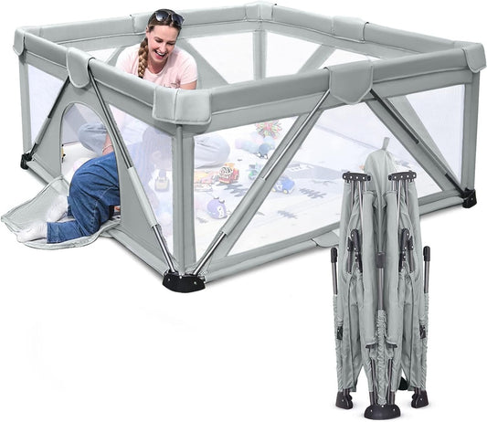 Heyo.Ja Foldable Play Area for Babies and Children, Large Playground, Portable Playpen with Fence for Indoor and Outdoor Use (120 x 160 cm) - QUORE