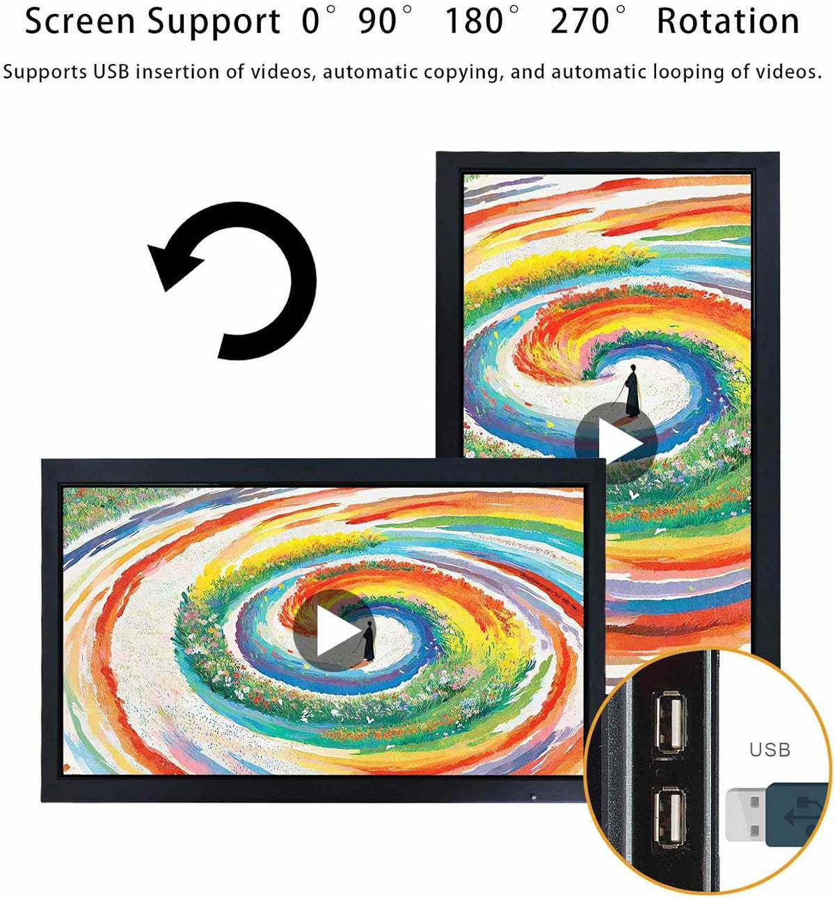 VSDISPLAY 17.3 duim 1920x1080 FHD Draagbare Reclame TFT LCD Monitor, USB Video Port, Ondersteuning Autoplay, Auto Helderheid Aanpassing