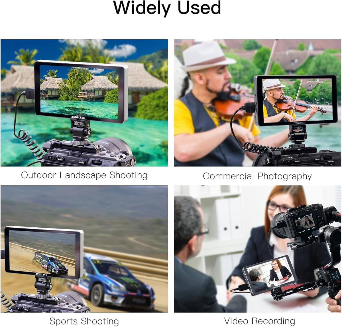 ANDYCINE X5L 6 Inch Touch Screen Camera Field Monitor, 1200 Nits CNC Camera Monitor, Built-in 3000mAh Battery, Ultralight 4K HDMI Input/Output, Full HD 1920 x 1080P, 3D LUT Monitor for Camera - QUORE