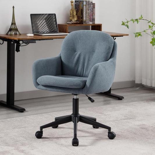 chairus Chenille 360° Rotatable Office Chair for Home, Height Adjustable Ergonomic Computer Office Chair with Armrest (Blue) - QUORE