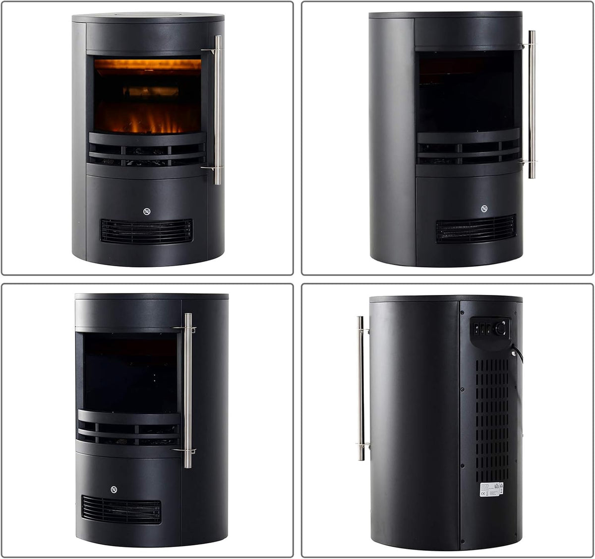 Elektrische Haard – Open Haard – Wandhaard – Staande Haard – Kachel – Sfeervol Vlameffect – 2 Warmtestanden 900/1800W – Compact 41x41x64,5 cm - QUORE
