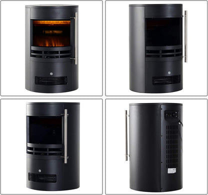 Elektrische Haard – Open Haard – Wandhaard – Staande Haard – Kachel – Sfeervol Vlameffect – 2 Warmtestanden 900/1800W – Compact 41x41x64,5 cm - QUORE