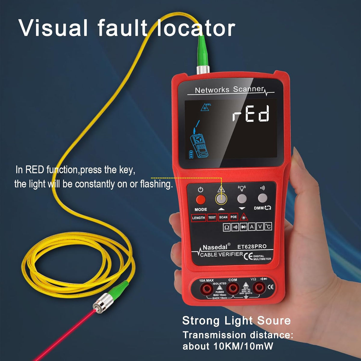 Netwerkkabeltester, draadtracker, geluidsgenerator, ethernet, tester, multimeter, VFL 3 in 1 RJ45, CAT5, CAT6, CAT7, CAT8, RJ11, klank, BNC tester, PoE-testkabel, lengte kabel