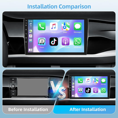 Draadloze Carpaly Autoradio Android 15.0, 2 Din 9'' HD Touchscreen Autoradio met Android Auto/GPS Navigatie/Bluetooth/Mirror Link/Achteruitrijcamera/Stuurwielbediening/FM/RDS + MIC