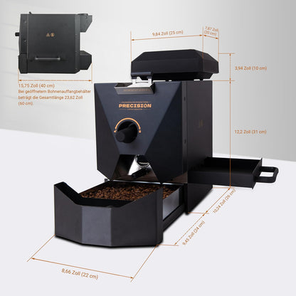 500g Elektrische koffiebrander – Ideaal voor thuisgebruik. Uitgerust met intelligente automatische functie, 9 vooraf ingestelde brandprofielen, handmatige modus, residuafzuigsysteem en koelfunctie