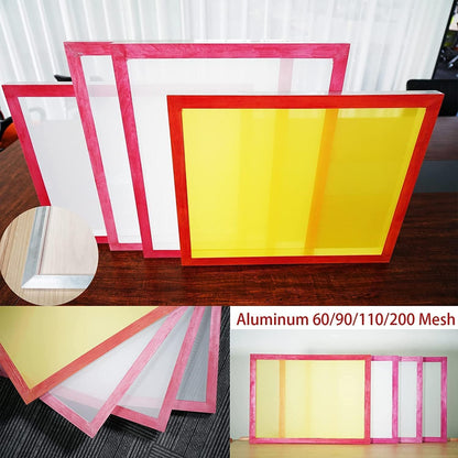 Aluminium zeefdrukschermen, formaat 20 x 24 "inch voorgespannen zeefframe, droog zeefscherm aluminium frame, polyester gaasscherm, 4 gaasmaten -60,90,110,200 (Micron Equiv. 250, 165, 149, 75)