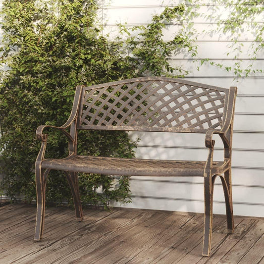 Flash shipping: garden bench suitable for garden furniture, outdoor seating, parks, terraces, benches with backrest, 102 cm cast aluminium, bronze - QUORE