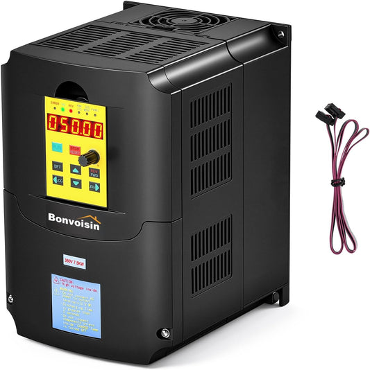 <font dir="auto" style="vertical-align: inherit;"><font dir="auto" style="vertical-align: inherit;">        Bonvoisin 7.5 kW 380 V Frequency Inverter, VFD, Three-Phase Input/Output, CNC Motor Speed Controller with 1 m Extension Cable       </font></font