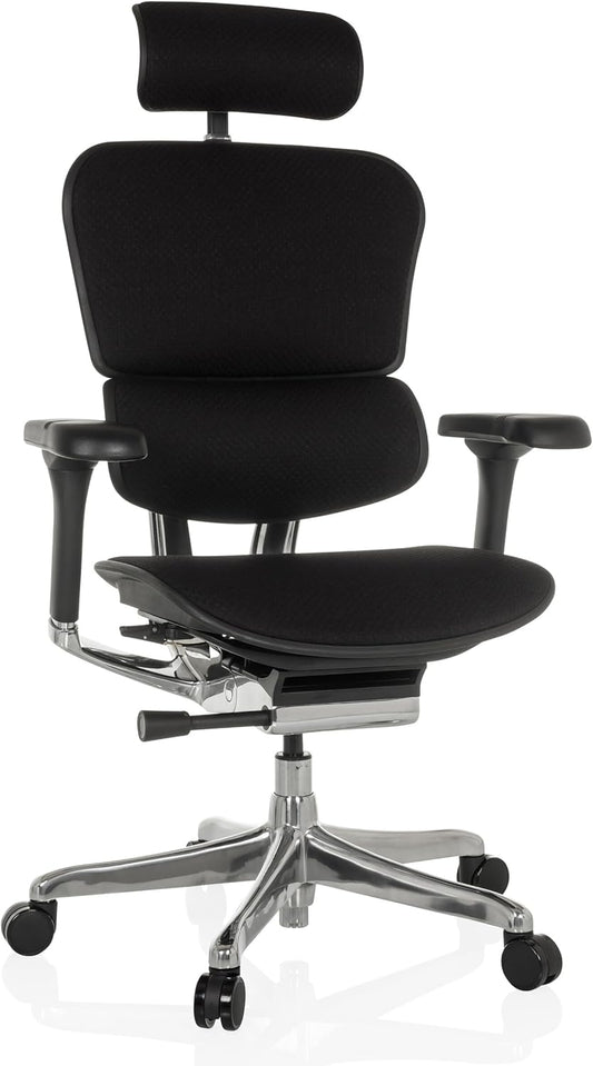 hjh OFFICE Ergonomische Ergohuman Gen2 Bureaustoel, ergonomisch design, bureaustoel met flexibele lendensteun, zitting gevoerd, stof zwart