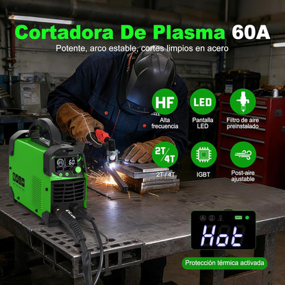 CUT60 PRO Upgrade 60A IGBT Plasmasnijder 240V - Max. 16mm staalsnede, 10mm zuivere snede - Met Digitaal LED-Display, Gemakkelijk te starten & Overbelastingsbeveiliging