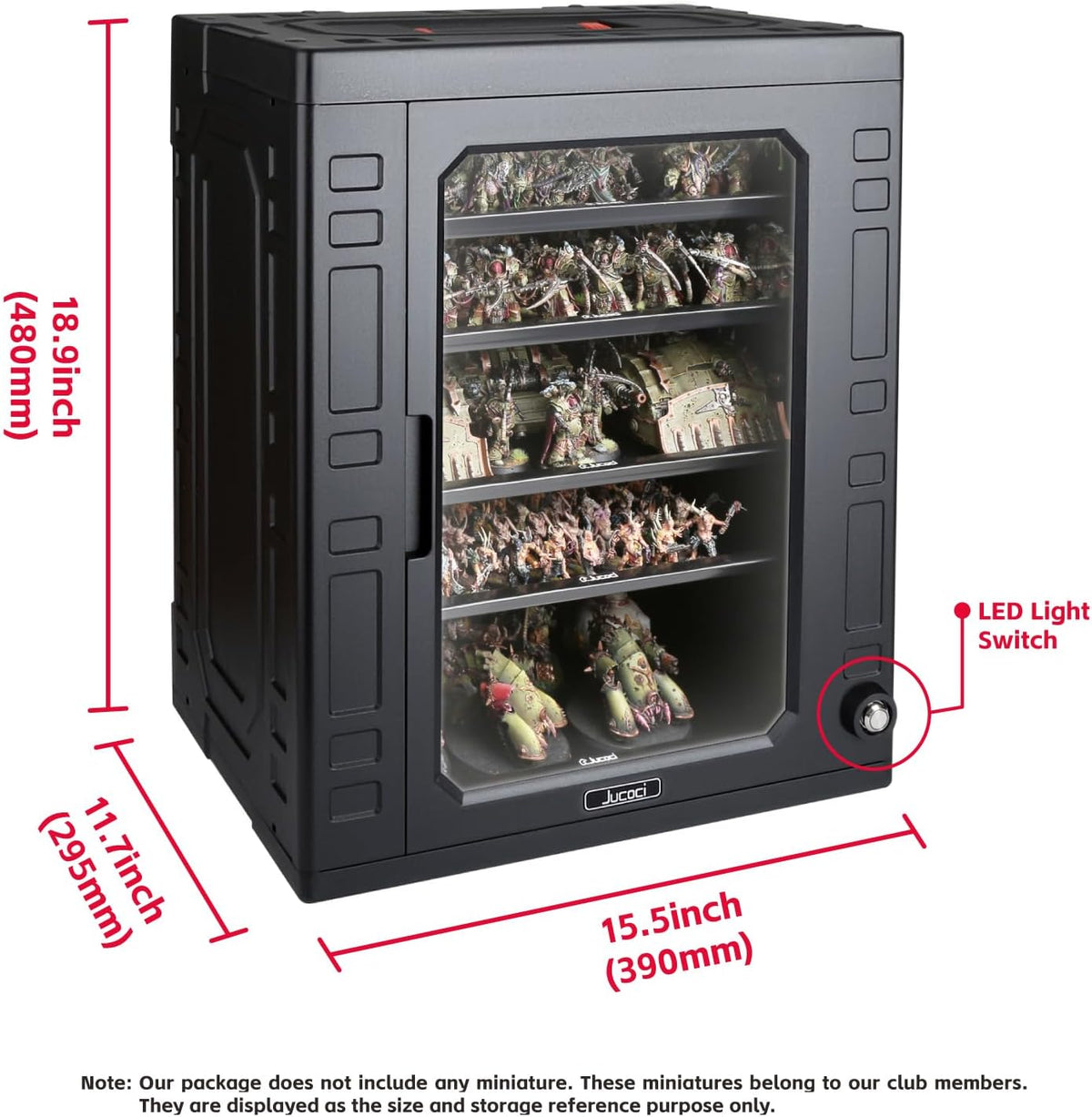 Jucoci Miniaturen ABS Plastic Opbergkoffer Miniaturen Transportkoffer (groot formaat met licht)