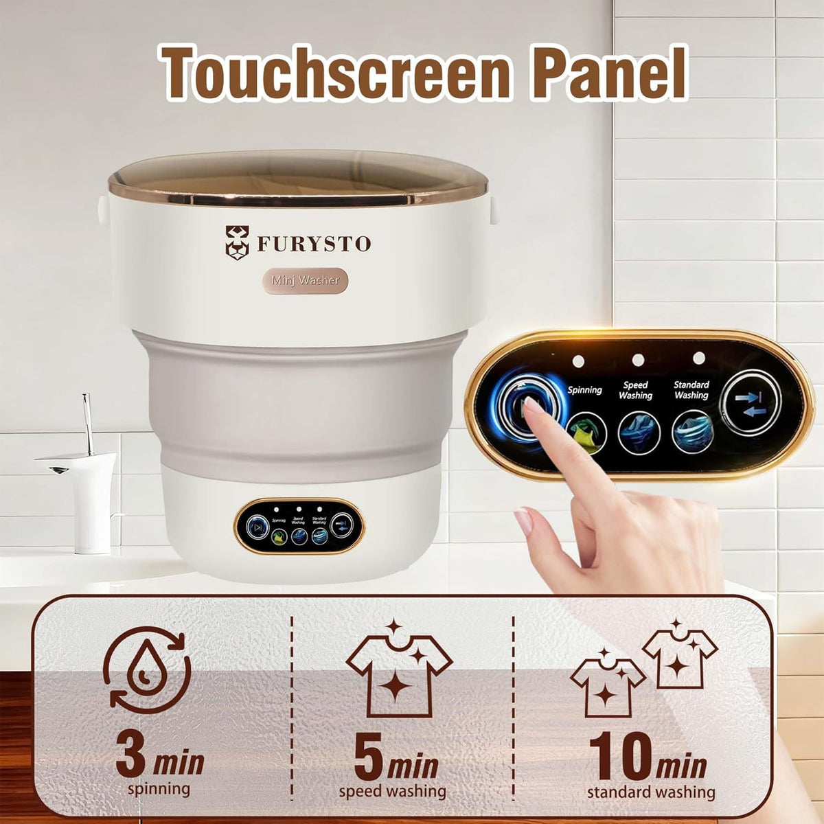 FURYSTO Draagbare wasmachine, 16L mini-wasmachine met centrifuge, 3 reinigingsmodi, geschikt voor ondergoed, kleine babykleding, opvouwbaar ontwerp, ideaal voor hotel, camping, appartement, thuis en - QUORE