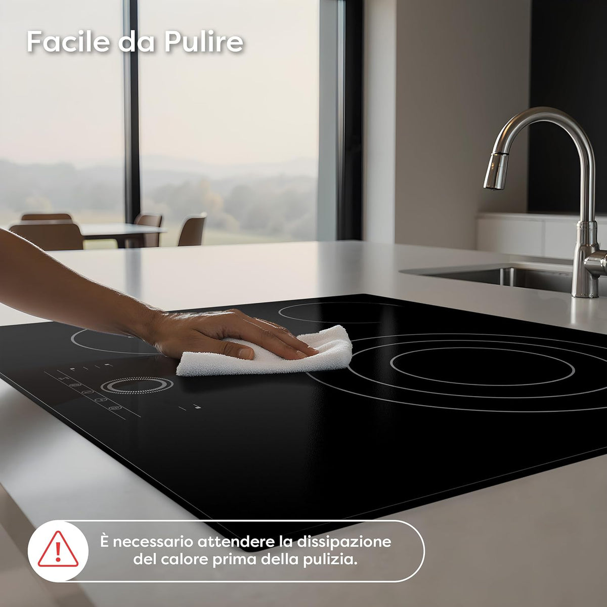 CDV Elektrische kookplaat, 5600 W, inbouwbare keramische kookplaat met 3 fornuizen, 59 cm, tactiele bediening, timer, geschikt voor alle soorten pannen