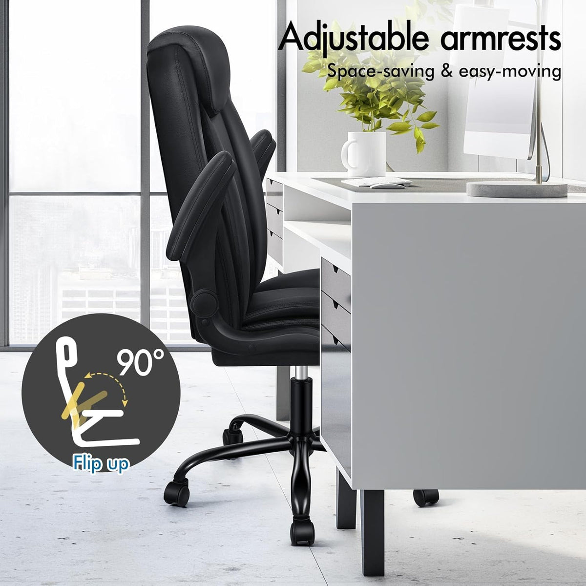 ALFORDSON Massage Bureaustoel, Ergonomische Computerstoel met Armleuning, Kunstleren Bureaustoel, Draagvermogen 150 kg, Rugleuning 90-135°, In Hoogte Verstelbaar, Zwart