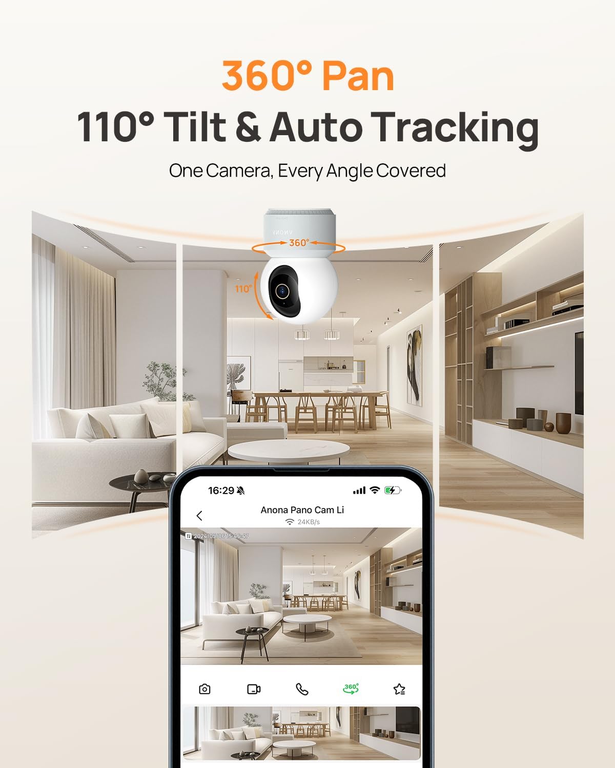 4K HD Bewakingscamera – Beveiligingscamera – Camerabewaking – Binnencamera – Wifi Camera – 360° Panoramisch & AI-detectie – Twee-weg Audio & Wifi 6 Verbinding – 2 Stuks Set