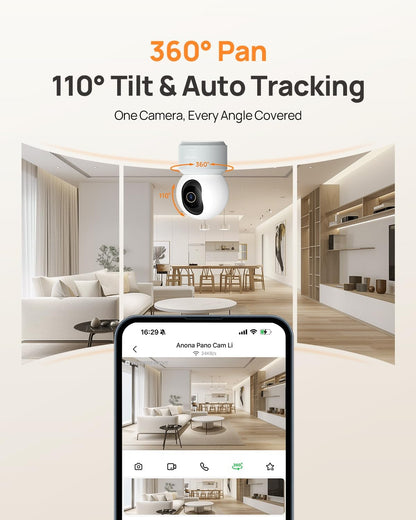 4K HD Bewakingscamera – Beveiligingscamera – Camerabewaking – Binnencamera – Wifi Camera – 360° Panoramisch & AI-detectie – Twee-weg Audio & Wifi 6 Verbinding – 2 Stuks Set
