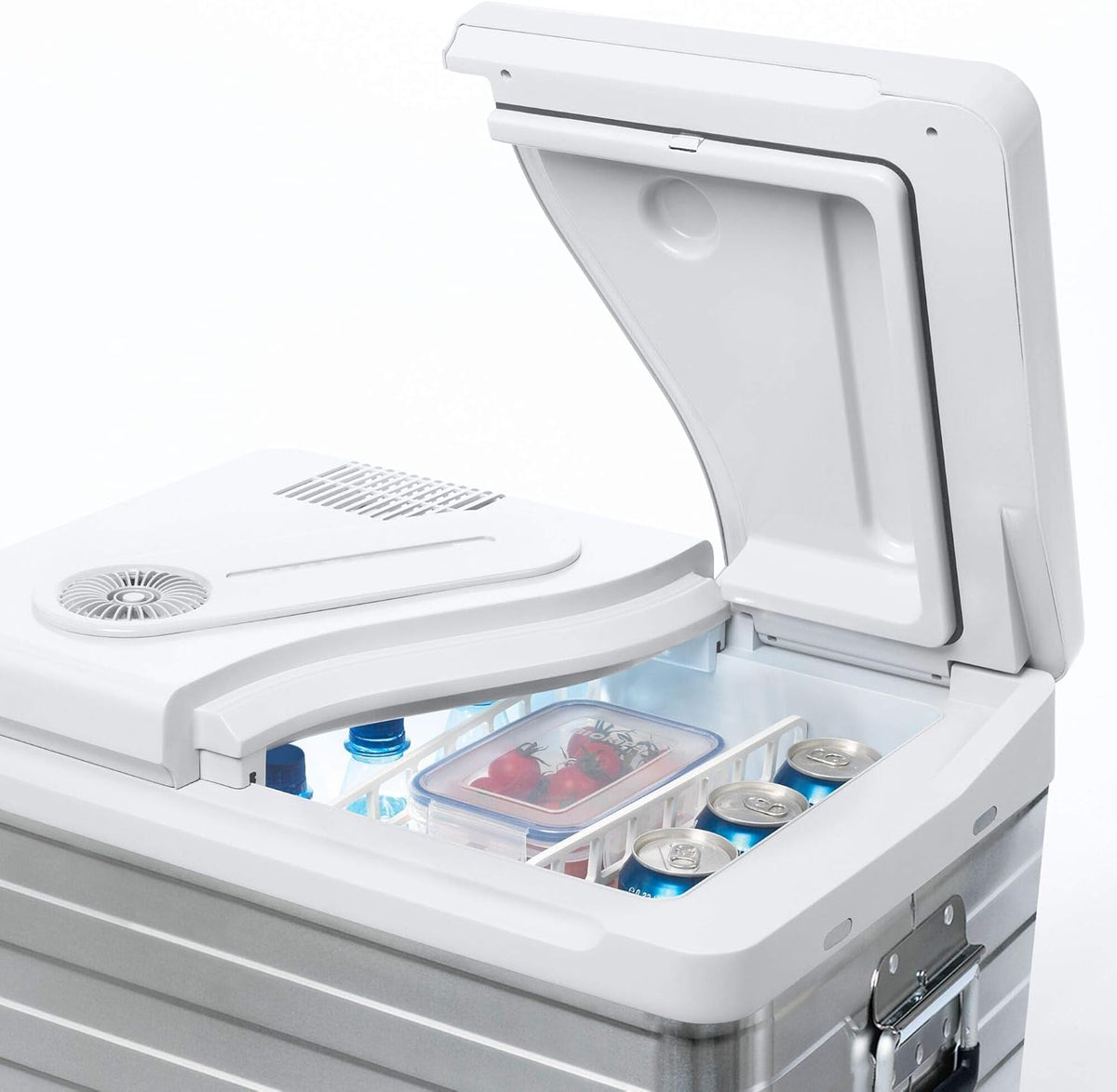 MOBICOOL MQ40A UK‑versie elektrische koelbox 39L – aluminium koelbox met 12/230V AC/DC, koelt tot 20°C onder omgeving – ideaal voor auto, kamperen & reizen