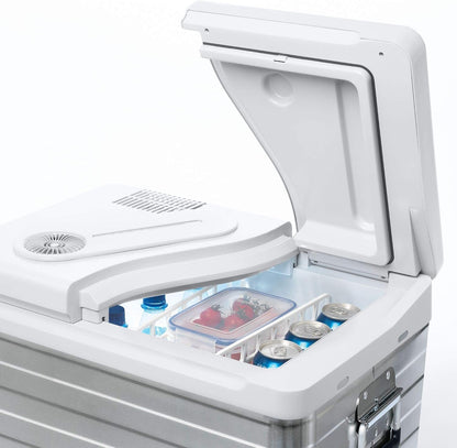 MOBICOOL MQ40A UK‑versie elektrische koelbox 39L – aluminium koelbox met 12/230V AC/DC, koelt tot 20°C onder omgeving – ideaal voor auto, kamperen & reizen