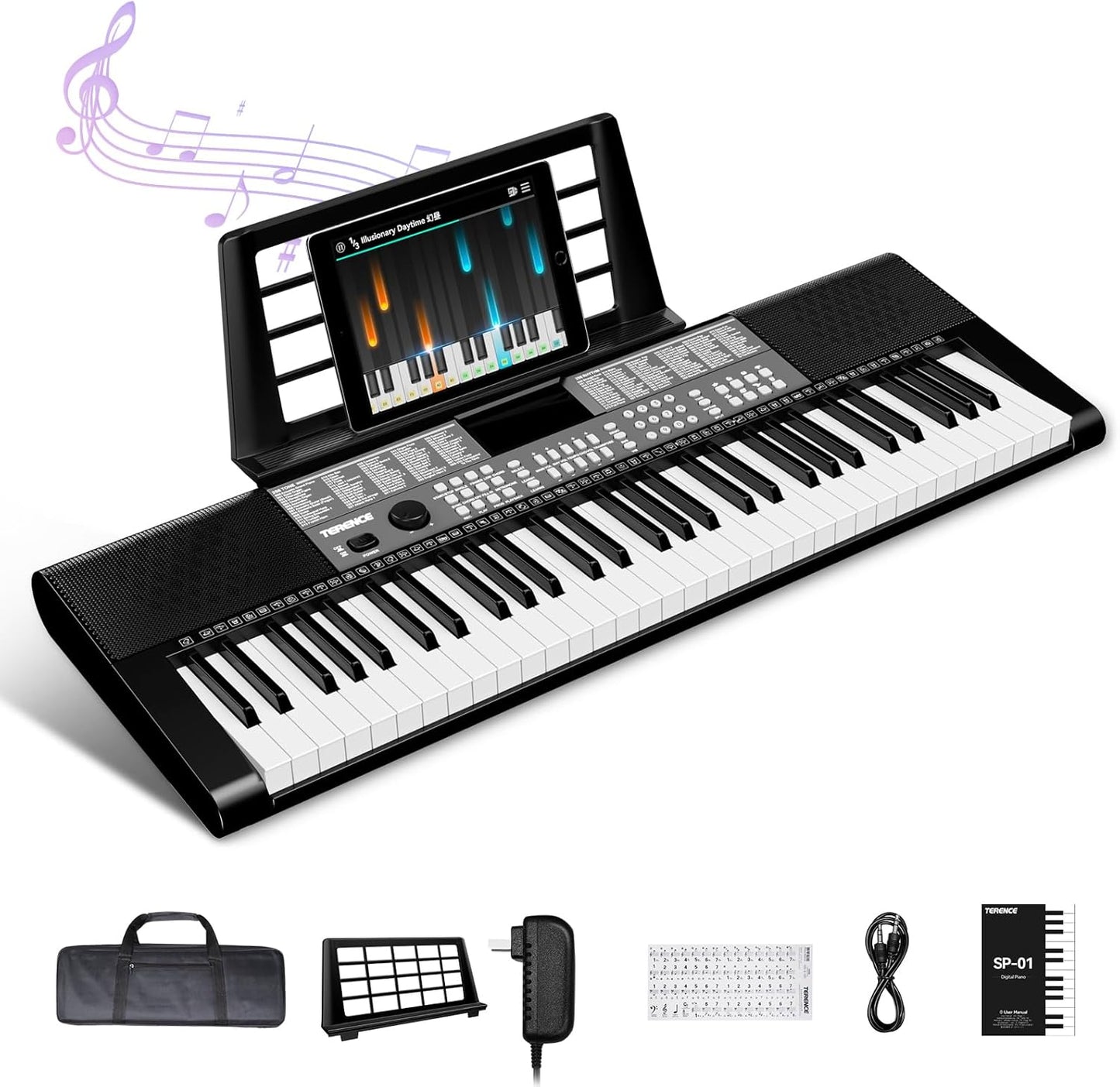 Digitale Piano 61 Toetsen – Keyboard – Elektrische Piano – Pianotoetsenbord – Pianokeyboard – Dubbele Toetsenbordfunctie – 255 Geluiden, 255 Ritmes En 24 Demo’s
