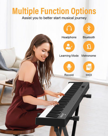 Opvouwbare 88-Toetsen Piano Toetsenbord – Keyboard – Digitale Piano – Elektrische Piano – Draagbare Piano – Semi-Gewogen Toetsen, Bluetooth & MIDI, Inclusief Sustainpedaal