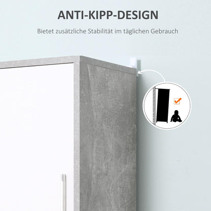 kleankin Bathroom Cabinet High Cabinet Bathroom Cabinet Multifunctional Cabinet with 6 Compartments 2 Doors Chipboard White 30 x 30 x 180 cm - QUORE