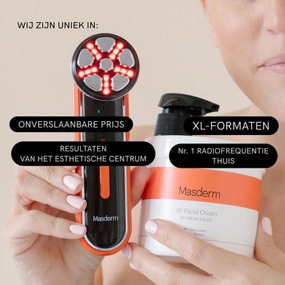Radiofrequentie Gezichtsapparaat – RF Apparaat – Gezichtsverstevigingsapparaat – Lifting Apparaat – Anti-Rimpel Massageapparaat – Inclusief 500 Ml Gezichtscrème Met Collageen En Hyaluronzuur – 4 Multifunctionele LED-Modi