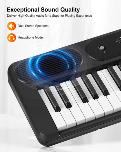Digitale Piano – Keyboard – Elektronisch Toetsenbord – Piano Keyboard – Elektrische Piano – Inclusief Muziekstandaard – Compact Zwart