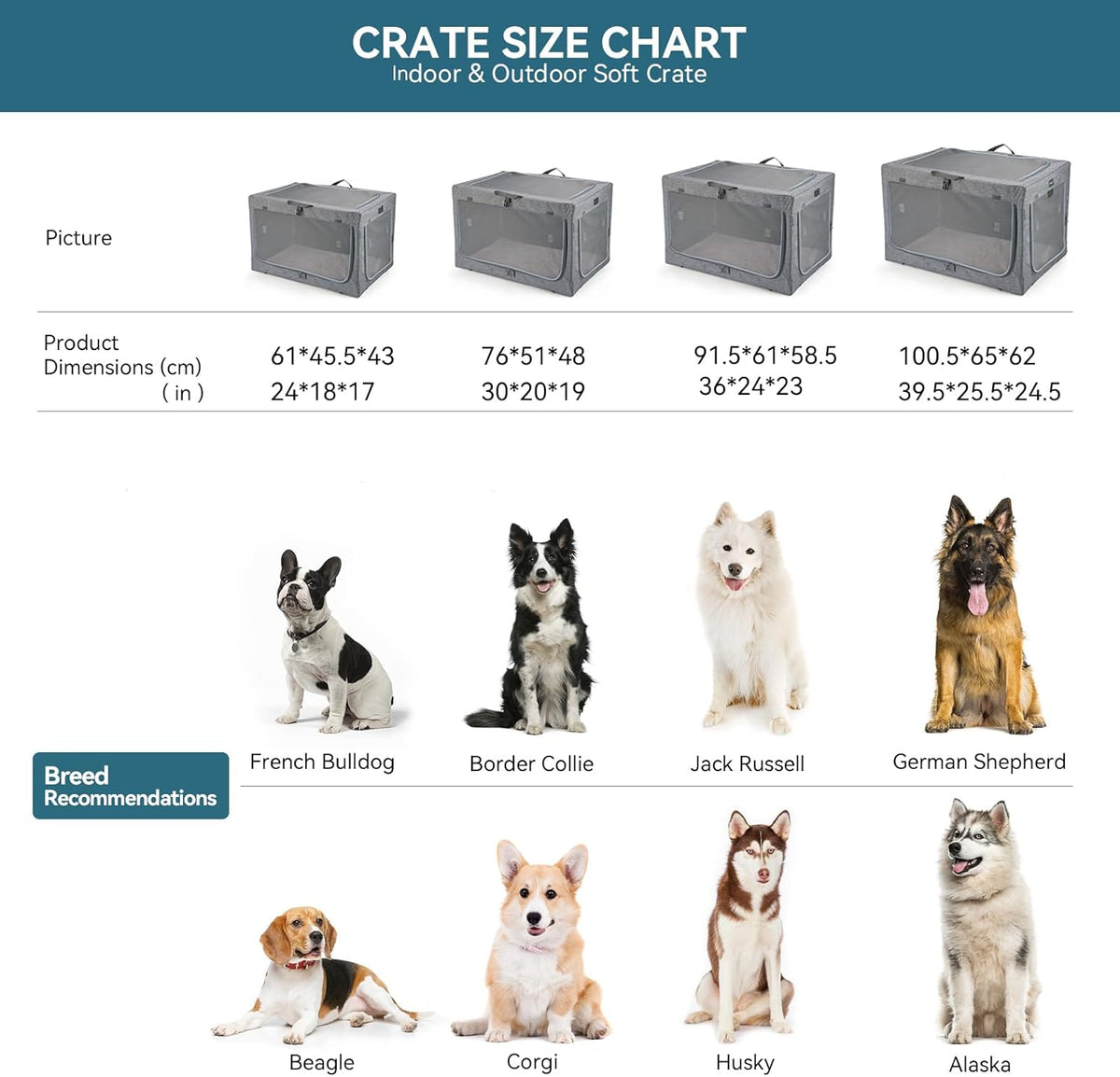 Petsfit, Draagbare hondenbench met dikke mat, verstelbare stoffen hoes, ademende gaasdeuren, opvouwbare hondenkrat 76 x 50 x 49 cm (l x b x h) grijs