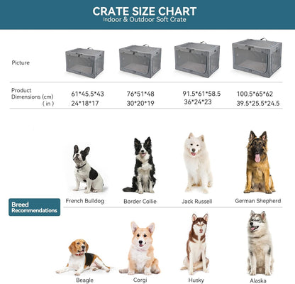 Petsfit, Draagbare hondenbench met dikke mat, verstelbare stoffen hoes, ademende gaasdeuren, opvouwbare hondenkrat 76 x 50 x 49 cm (l x b x h) grijs
