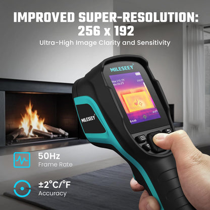 TR256E warmtebeeldcamera, MiLESEEY 256 x 192 IR hoge resolutie thermische camera, oplaadbare handheld infrarood thermische camera met ingebouwde 16G SD-kaart