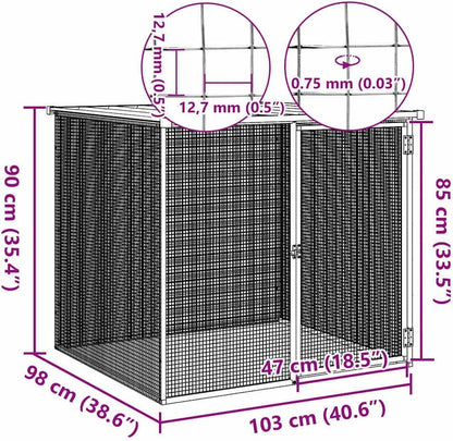 Kippenren – Kippenhok – Dierenren – Kippenkooi – Ren Met Dak – Gegalvaniseerd Staal – 203x98x90 cm – Weerbestendig & Met Vergrendelbare Deur