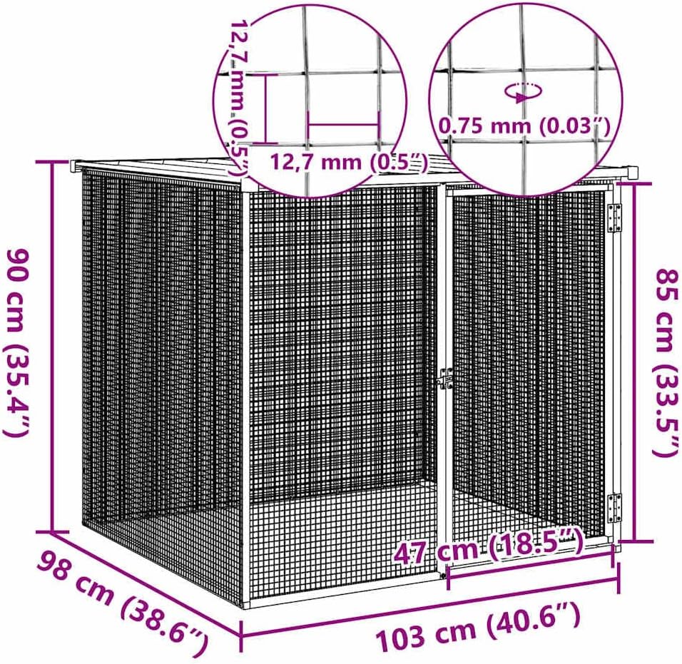 Kippenren – Kippenhok – Dierenren – Kippenkooi – Ren Met Dak – Gegalvaniseerd Staal – 203x98x90 cm – Weerbestendig & Met Vergrendelbare Deur