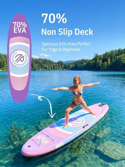 Niphean Opblaasbaar paddleboard met stabiele vleugel en duurzame SUP-accessoires, 10 'stand-up paddleboards voor volwassenen en jongeren, idee voor stand-up paddleboarden beginners, veelzijdig