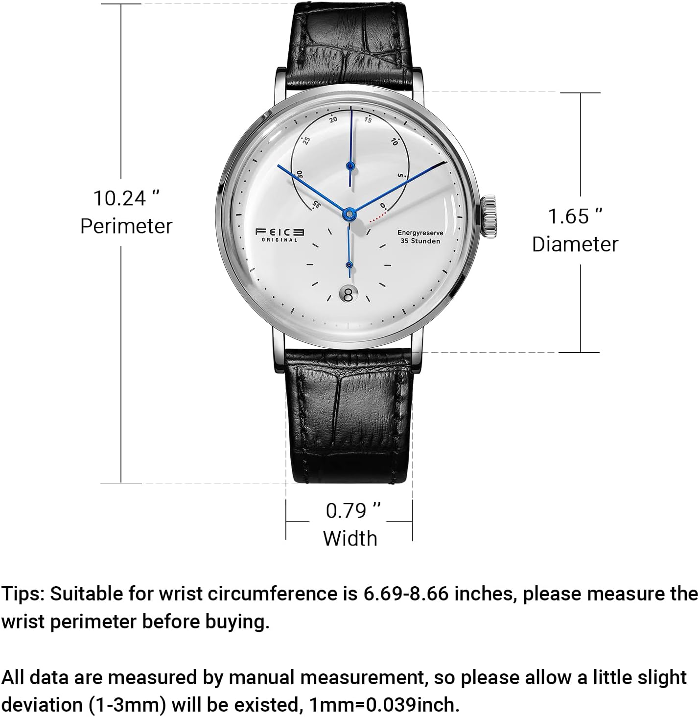 Men's Wristwatches FEICE Bauhaus Automatic Mechanical Watch with Domed Mirror Waterproof Big face Dress Watches for Men ⌀42mm -FM202