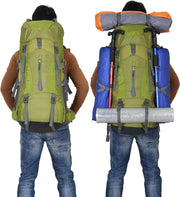 Wandelrugzak - Kampeertas - Trekking rugzak - Camping Essentials Tas - met Regenhoes - 70L - Lichtgewicht - Waterdichte - Nylon - Groente