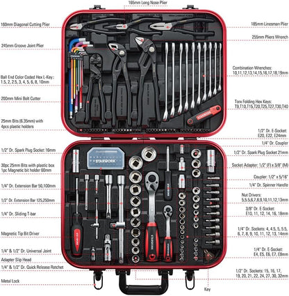 STARWORK TRUE MECHANIC 169-delige mechanische gereedschapsset, professioneel, metrisch