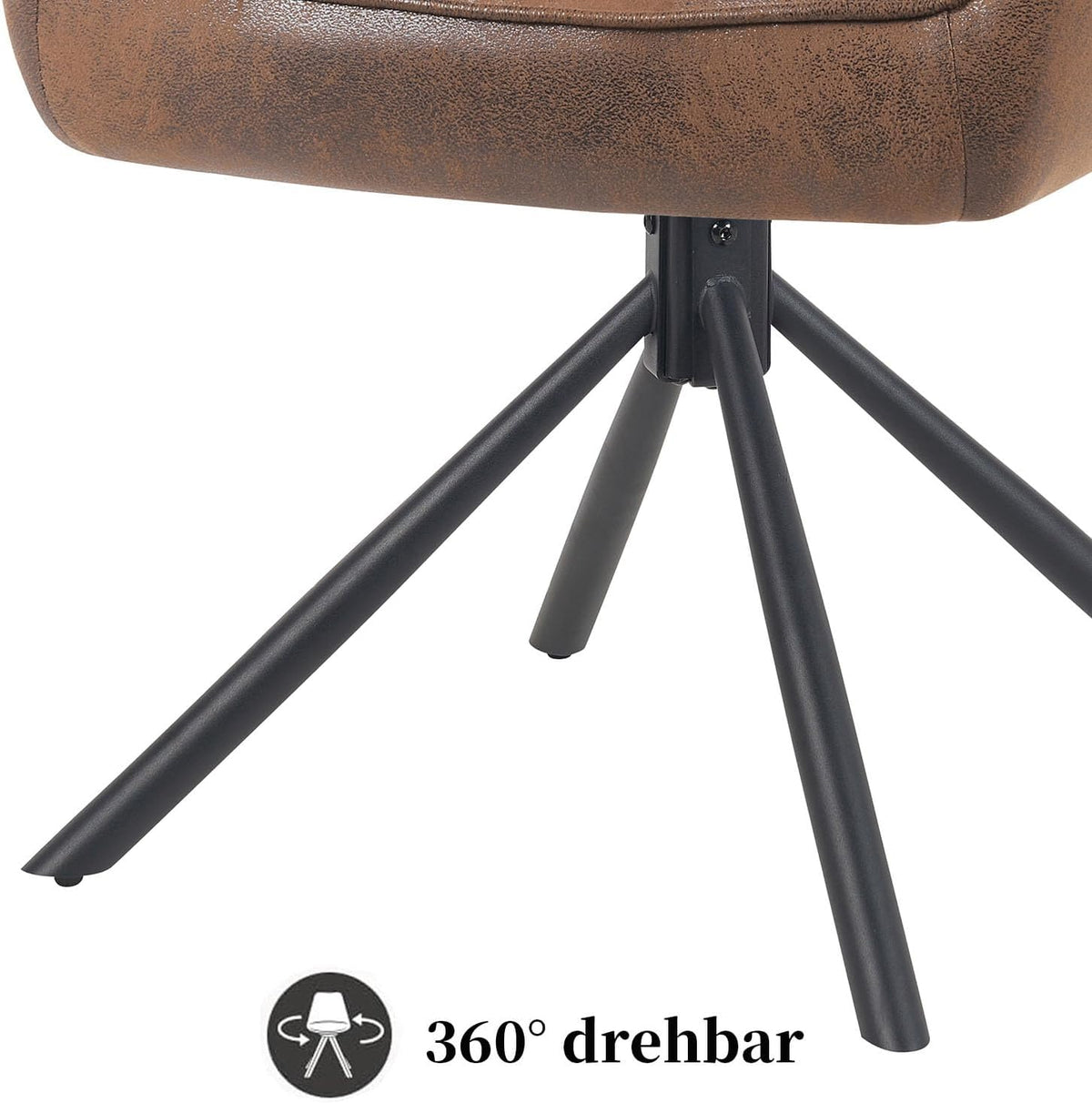 DUBI Möbel Dining Room Chairs Set of 2, 360° Swivel with Pocket Spring, High Seat Comfort, Load Capacity up to 150 kg, Suede Look Brown, Robust Metal Cross Frame, Modern Design, Mika-Maya - QUORE